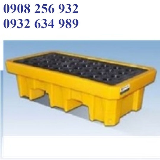 Pallet nhựa chống tràn hóa chất 1300x680x150mm để 2 thùng phi chất liệu HDPE